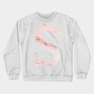 The Letter S Pink Marble Design Crewneck Sweatshirt